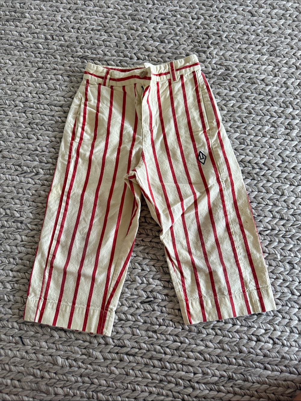 Kids Cream and Red Striped Casual Pants